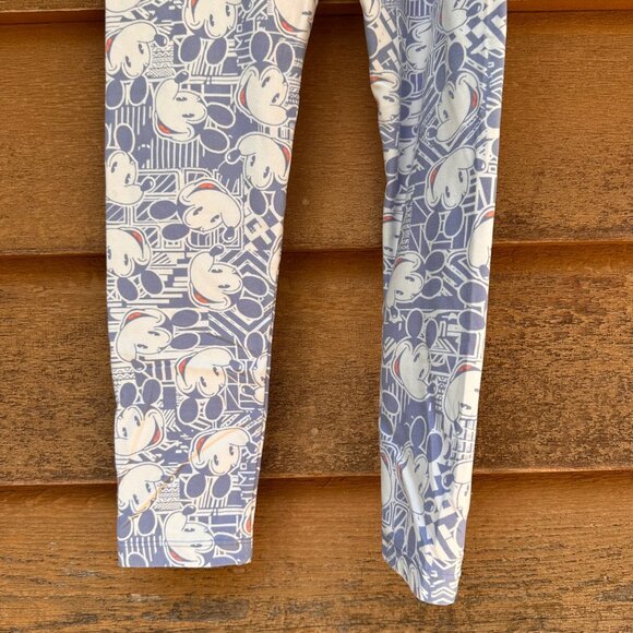 LuLaRoe Disney Mickey Mouse Print Leggings Tween Size Blue & White Stretchy - Picture 7 of 7